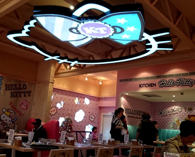Huge Hello Kitty light on the ceiling