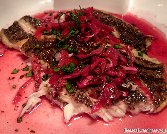 I think this was from the European row.. or Western, can't remember. This is fish with some sauce made of cherry, tomato and other stuff.