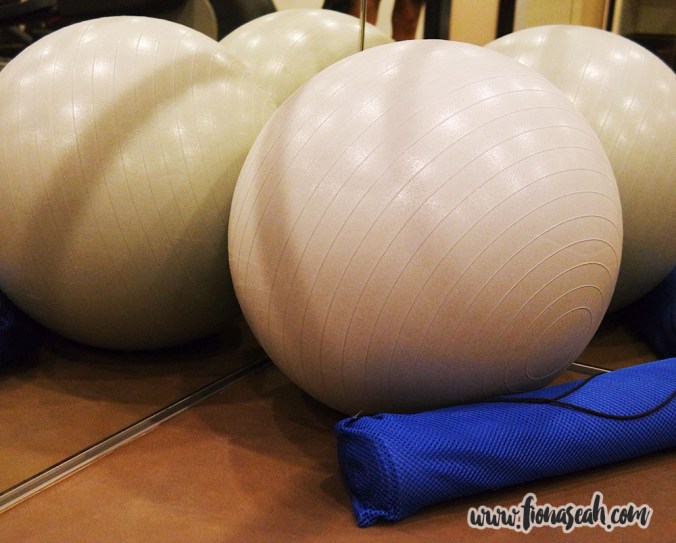 Fitness ball (reflections don't count) and yoga mat