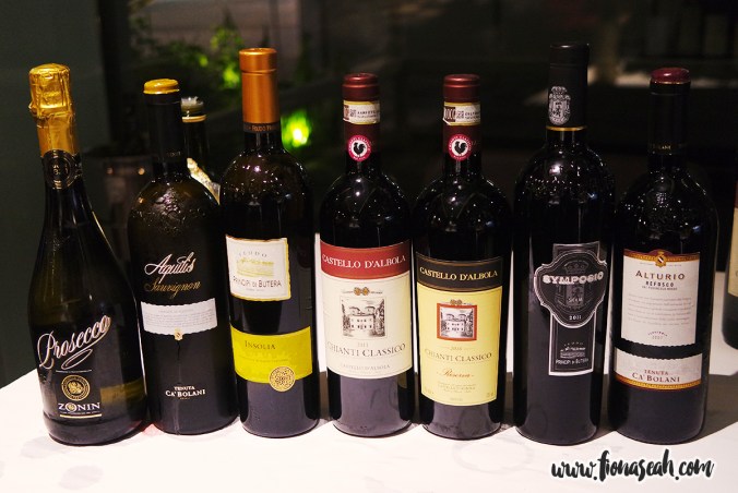 Wines for tasting that evening