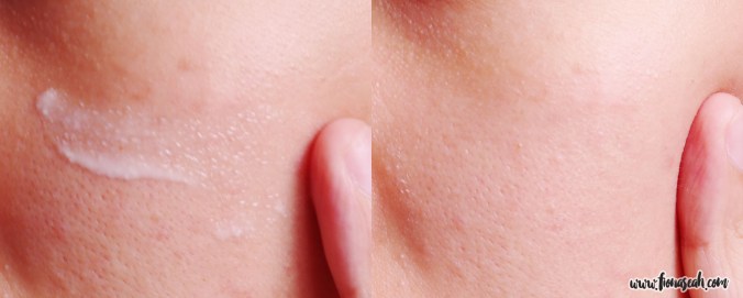 Essence spreads evenly across the skin, leaving no unsightly residue. Picture depicts first-time use