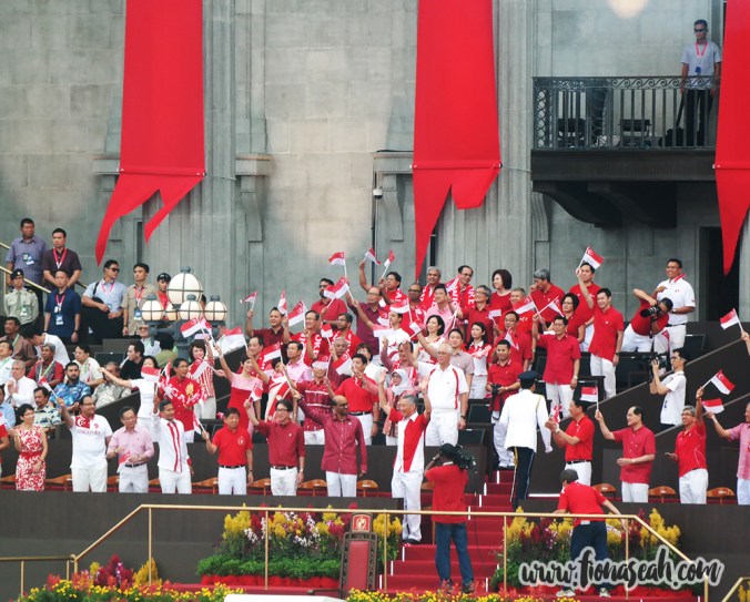 Ministers were all smiles as they waved their flags