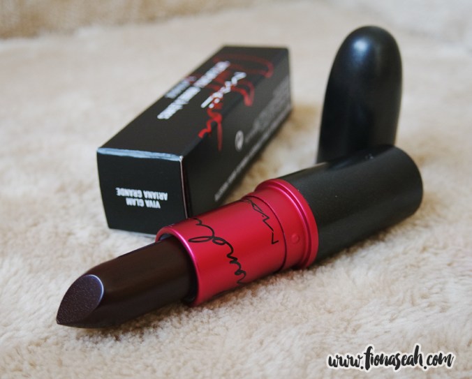 Viva Glam Ariana Grande is a deep dark plum with Matte finish (US$17) 