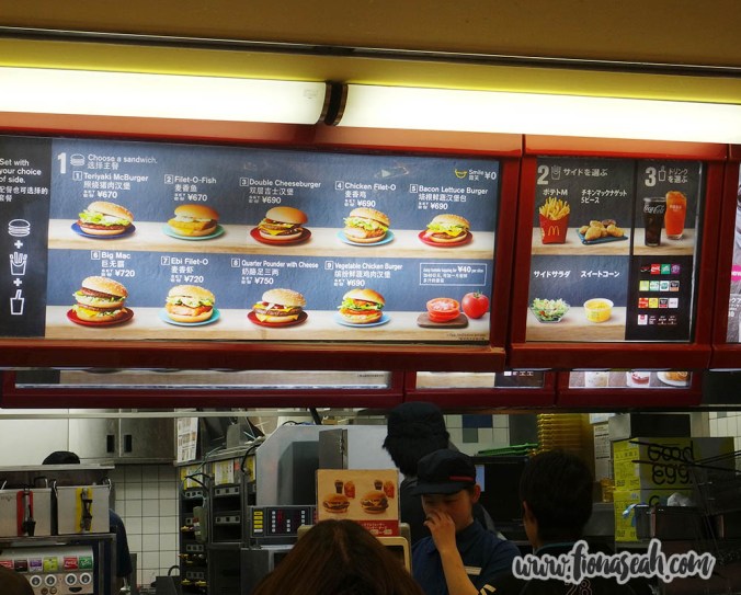 Menu looks very similar to what we have back at home..