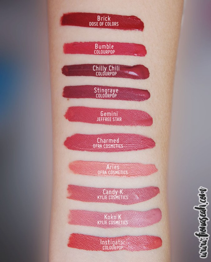 Swatch comparison for Aries and Charmed