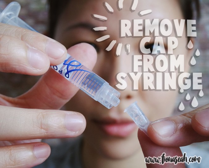 Don't be like me and wonder why nothing is coming out from the syringe and then realise that I haven't removed the cap. Don't laugh. It WILL happen to you lol