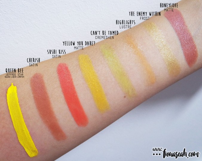 M.A.C Yellow You Dare? swatch comparison (against Jeffree Star's Queen Bee as well)