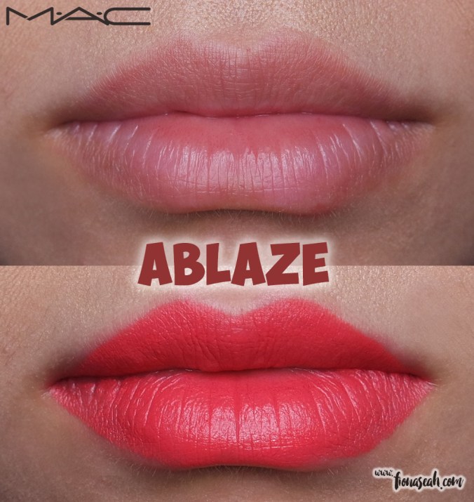 M.A.C Blue Nectar lipstick in Ablaze