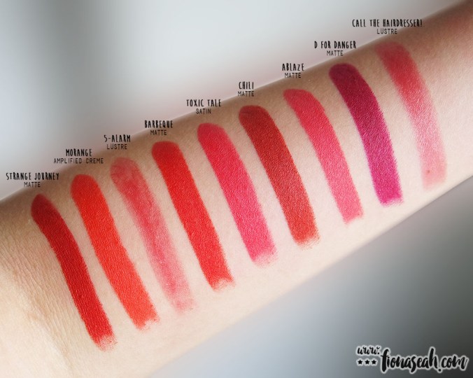 Swatch comparison for Ablaze and Barbeque