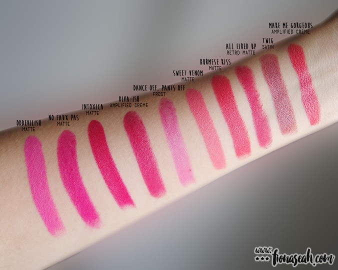 Swatch comparison for Sweet Venom and Intoxica