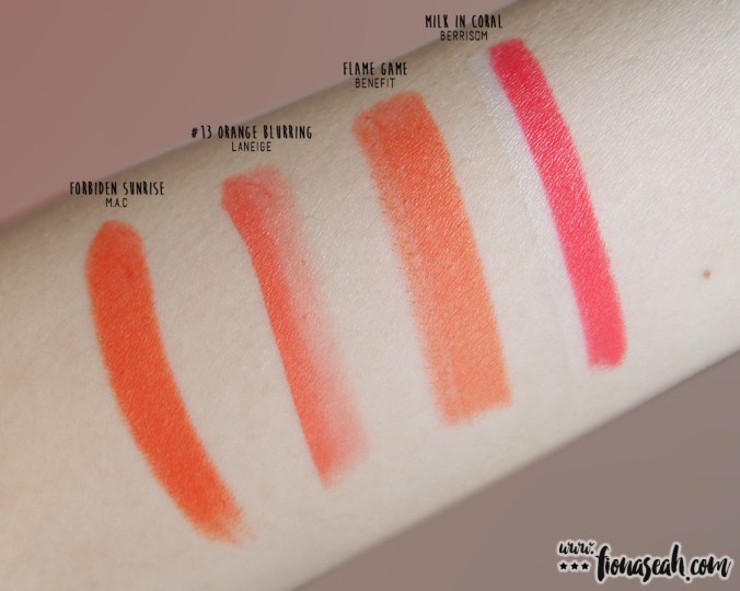 they're real BIG sexy lipstick set - Flame Game - swatch comparison with similar shade from other brands