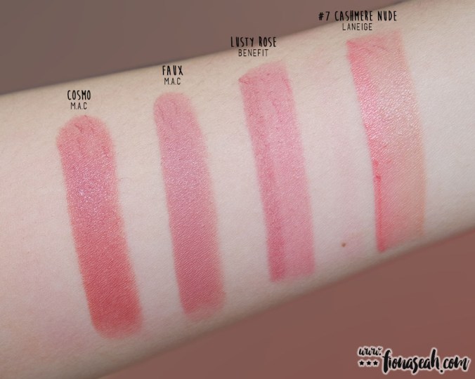 they're real BIG sexy lipstick set - Lusty Rose - swatch comparison with similar shade from other brands