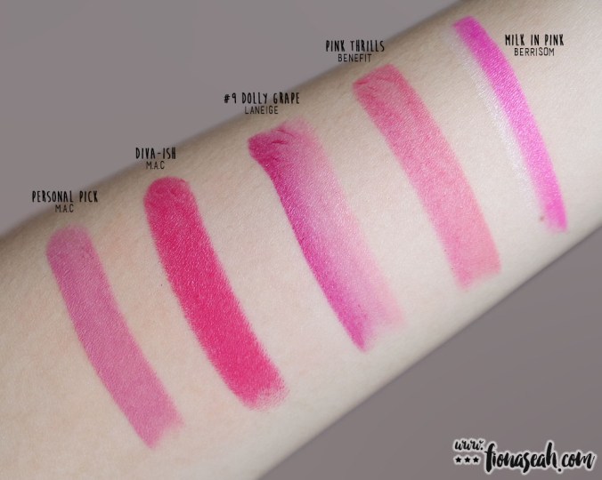 they're real BIG sexy lipstick set - Pink Thrills - swatch comparison with similar shade from other brands