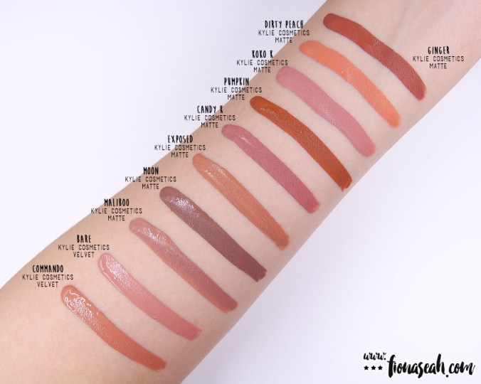 Kylie Cosmetics Send Me More Nudes Velvet Liquid Lipstick - swatch comparison for Commando & Bare. Also, separated at birth are Bare, Koko K and Candy K