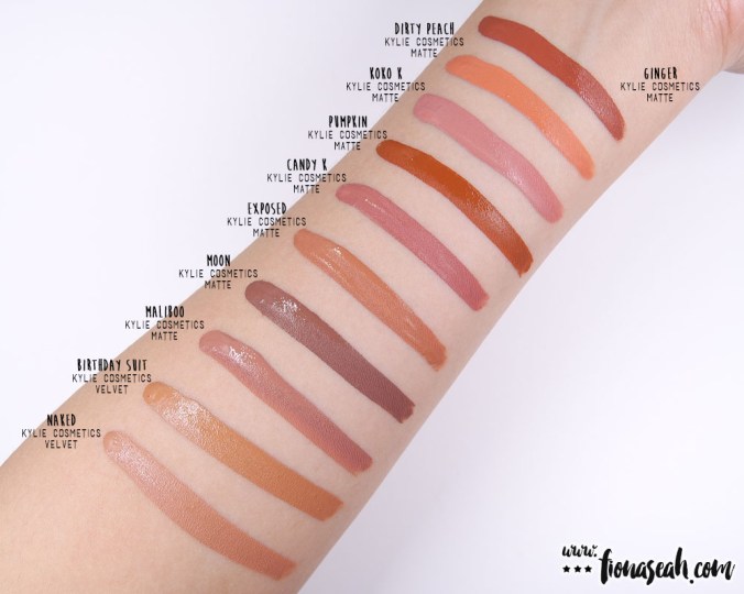Kylie Cosmetics Send Me More Nudes Velvet Liquid Lipstick - swatch comparison for Naked & Birthday Suit
