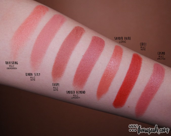 LORAC Cosmetics × Disney Beauty and the Beast Lipstick Collection - Savoir Faire - swatch comparison