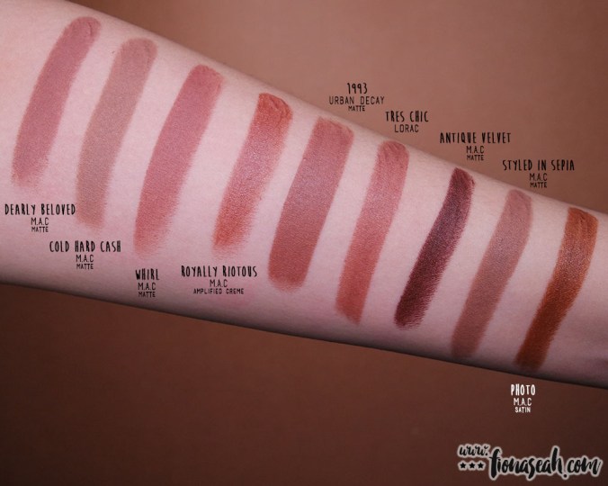 LORAC Cosmetics × Disney Beauty and the Beast Lipstick Collection - Très Chic - swatch comparison