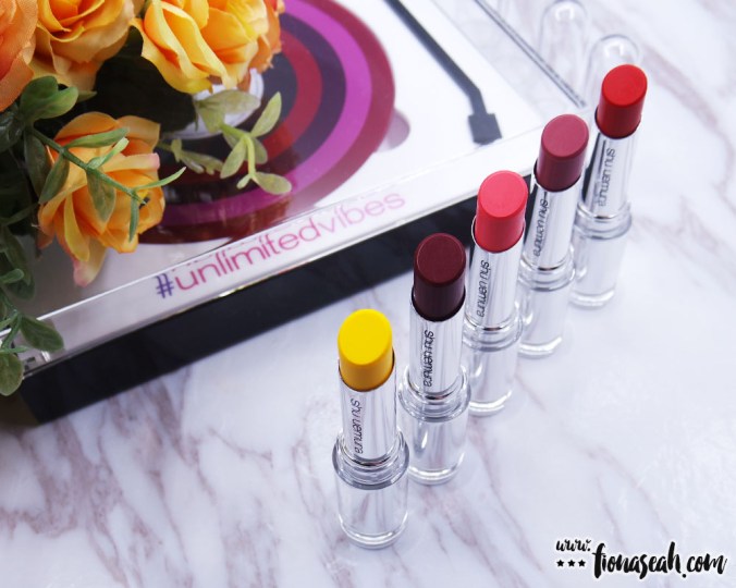 shu uemura Rouge Unlimited lipsticks - 5 of the 38 shades