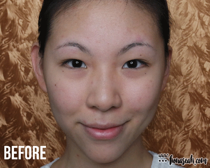 ABSOLUTELY NO FILTER: Before and after application on the face without any eye makeup (lol my face looks like it has gained some pounds after)