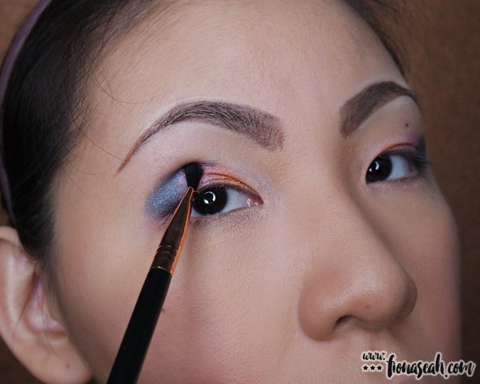 Cut crease with Princess Sparkle (using Sigma E47 Shader Crease Brush), followed by Skydancer on the outer corners for a more seamless transition from the blue to the pink