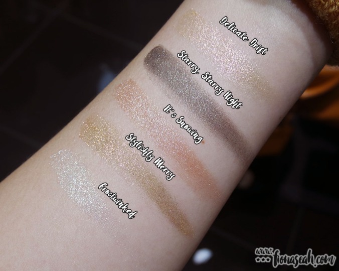 M·A·C Snow Ball Extra Dimension Eye Shadow - all swatches (US$20 / S$37 each)