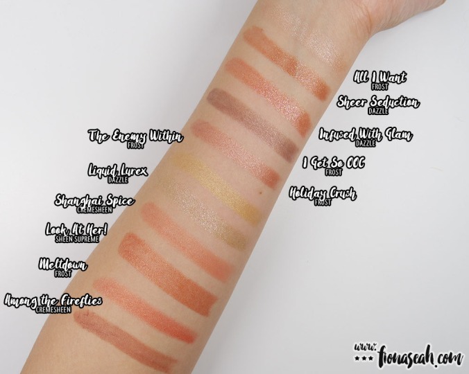 Swatch comparison for Holiday Crush