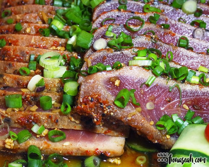 Tuna Tataki with Cucumber Ribbons and Puffed Quinoa (reviewed here)