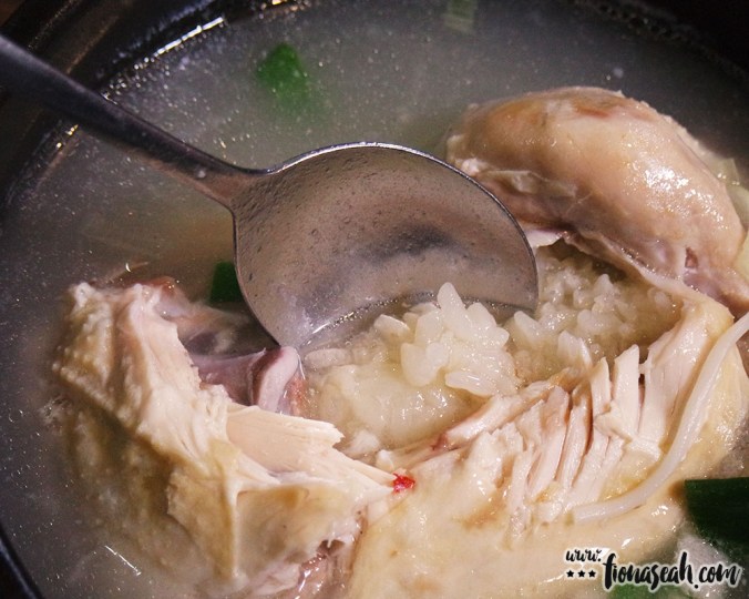 Glutinous rice inside the chicken