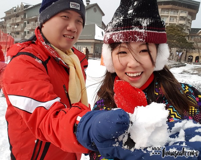 Never too old for a snowball fight!