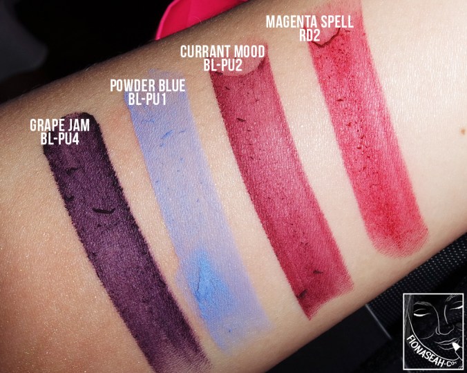 Swatched: Magenta Spell, Currant Mood, Powder Blue, Grape Jam
