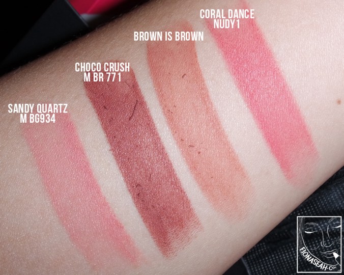 Swatched: Coral Dance, Brown is Brown, Choco Crush, Sandy Quartz