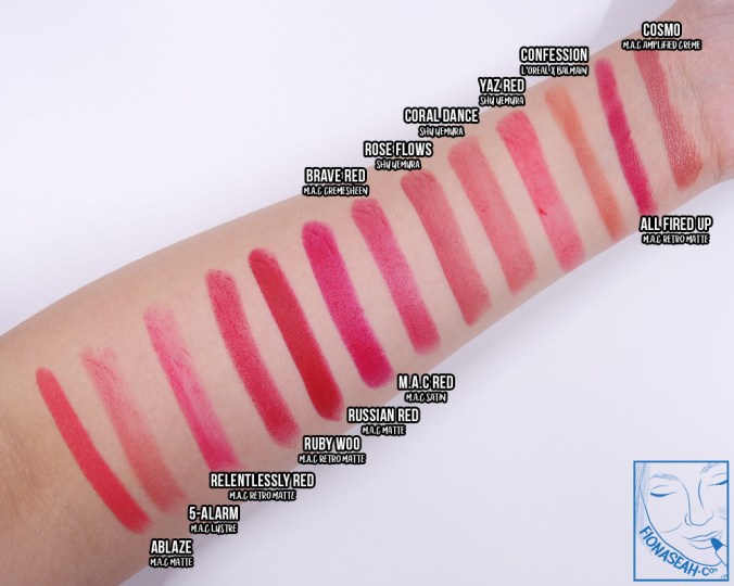 Yaz Red swatch comparison