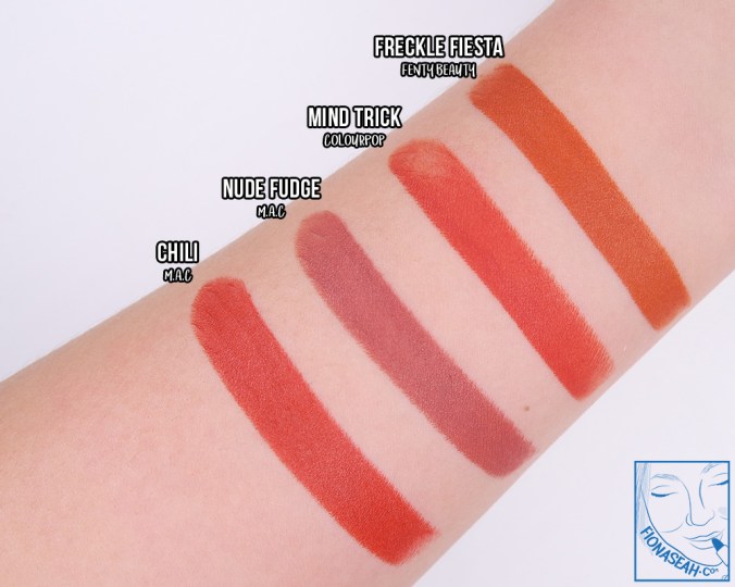 Swatch and finish comparison for Freckle Fiesta