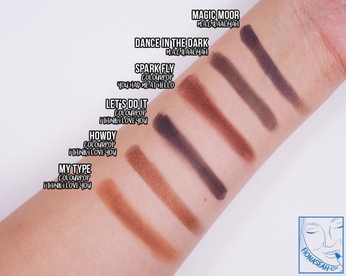 Swatch comparison for Magic Moor and Dance In The Dark