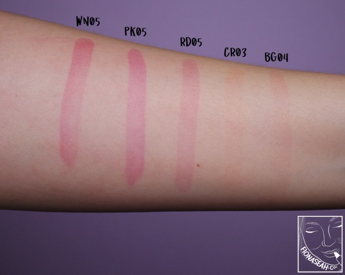 Longevity test - all shades except CR03 and BG04 withstood the wrath of my Simple makeup wipe