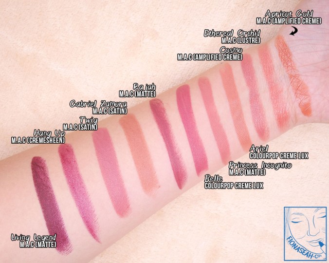 Swatch comparison for Princess Incognito and Rajah