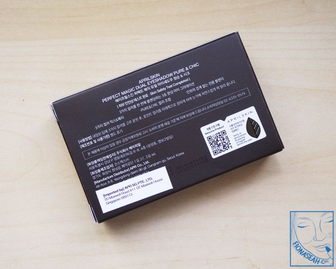 APRILSKIN Perfect Magic Dual Eyeshadow in Pure & Chic (box, back)