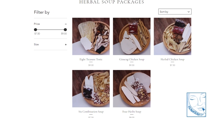 Herbal soup packages - all of them only come in one size, which can feed about 2 adults