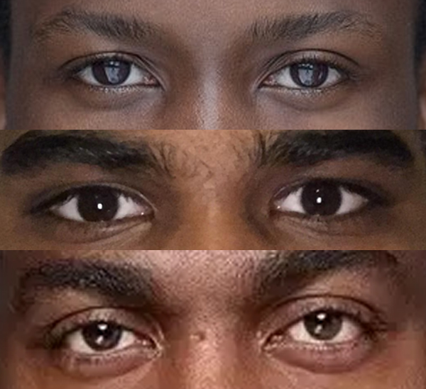 Three pair of male eyes belonging to both Asian and non-Asian of similar skin tone: can you tell which ethnicity each of them belong to?